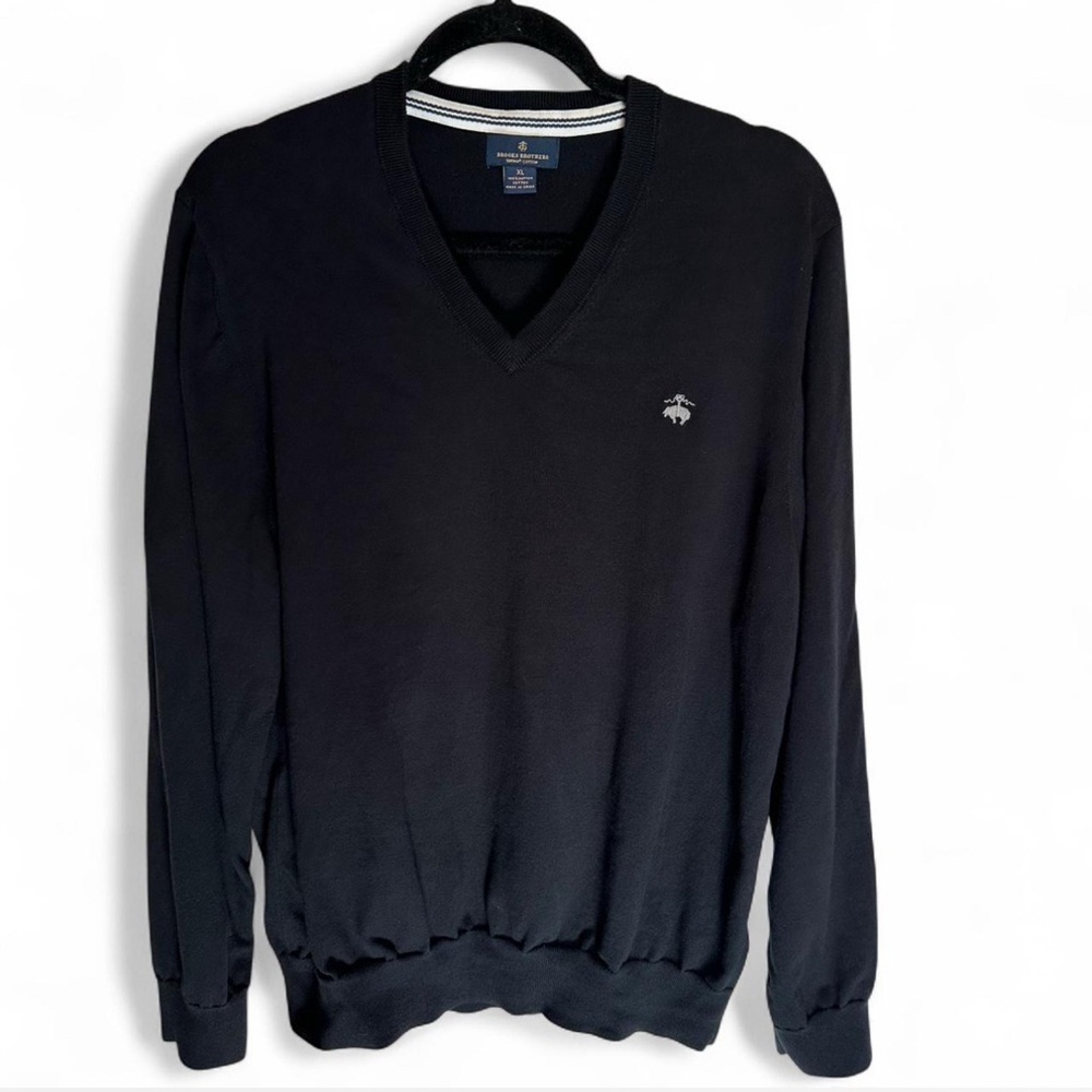 Men's Black Brooks Brothers V-Neck Sweater Size XL